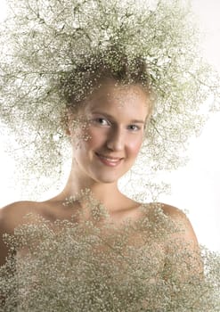 nice slavonic young girl with wreath on her head