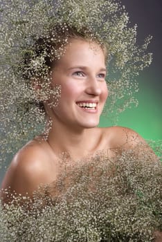 nice slavonic young girl with wreath on her head