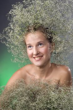 nice slavonic young girl with wreath on her head