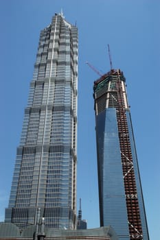 Modern and highest skyscrapers in Shanghai city, China.