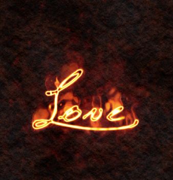 An illustration of a love sign in fire