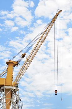 Shipyard crane against the sky