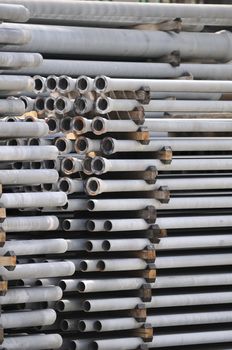 Detail of stack of long pipes