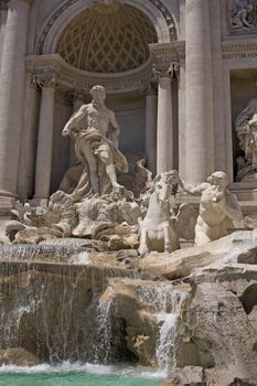 Antique vintage italian fountain Trevi in Rome 