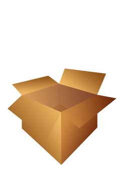 Open Cardboard Shipping Box Illustration Isolated on a White Background.