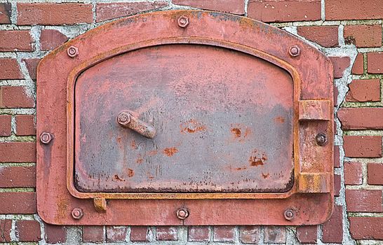Red Brick Furnace, Boiler, or Incinderator Oven with Textured Background