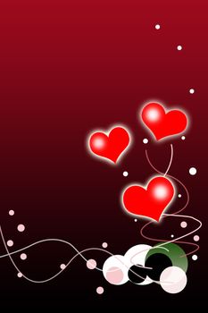 Valentines Day Background with Red and White Hearts Illustration. 