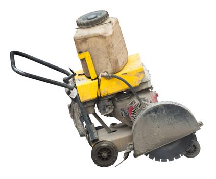 Construction machine used for cutting through concrete or tarmac roads during resurfacing work (clipping path included)