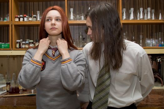 students in the chemistry laboratory
