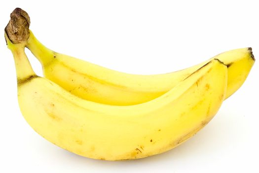 Two yellow bananas on a white background