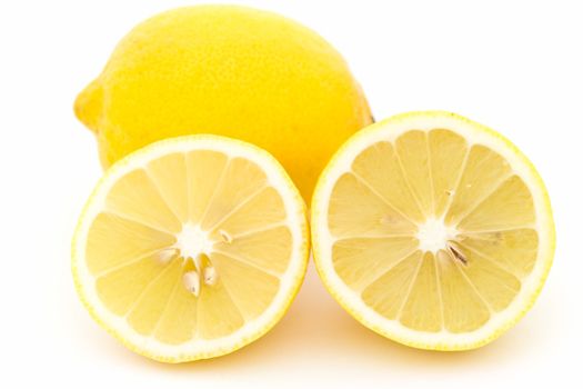 juicy yellow lemons on a white background