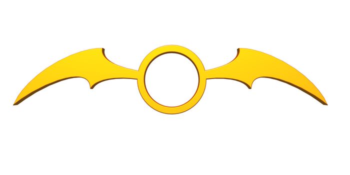 ring with batwings logo on white background - 3d illustration