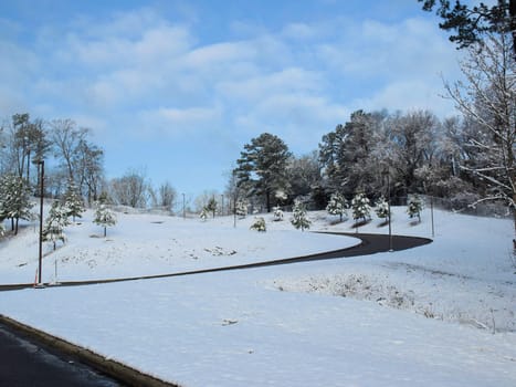 A rural road in winter time