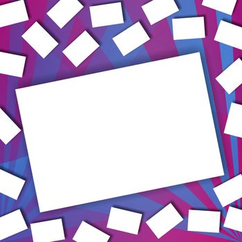 Modern empty photo frame on purple and blue background