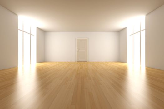 3D rendered Interior. An empty room.