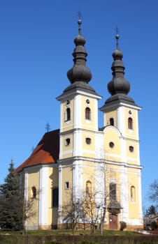 Old village church with two towers