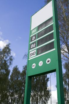 Gasoline price sign cleaned of logos and prices