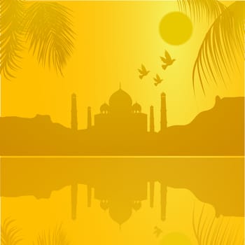 silhouette view of Taj Mahal, agra, India, lake view