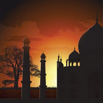 silhouette view of Taj Mahal, agra, India