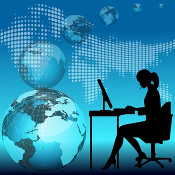 business woman working on computer