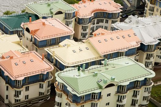 Multi-coloured roofs of houses