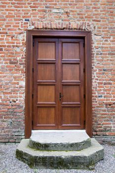 Wooden front door - the picture was taken in Lithuania, castle Raudone.