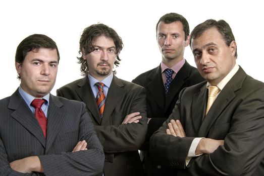 four young business men portrait on white