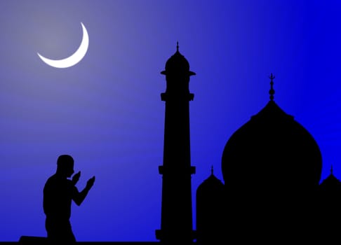 silhouette of human offering prayers at mosque

