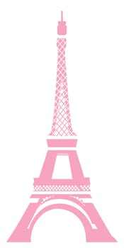 view of eiffel tower in pink with white background
