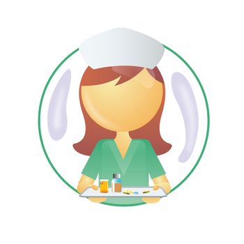 a nurse holding a tray of medicines
