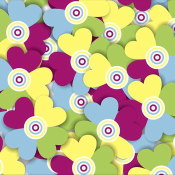 Illustration with multicolored flowers for postcard, greetings card or other things.