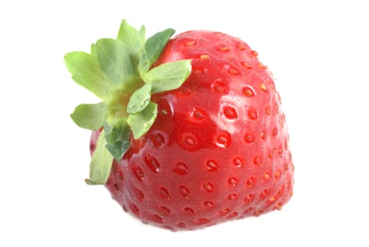 One colorful strawberry isolated on a white background.