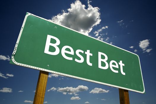Best Bet Road Sign with dramatic clouds and sky.
