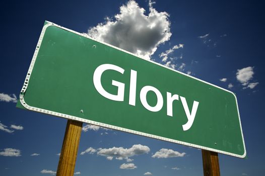 Glory Road Sign with dramatic clouds and sky.