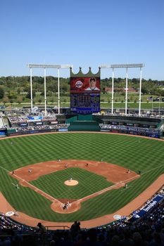 The Royals recently remodeled home ballpark on a sunny afternoon