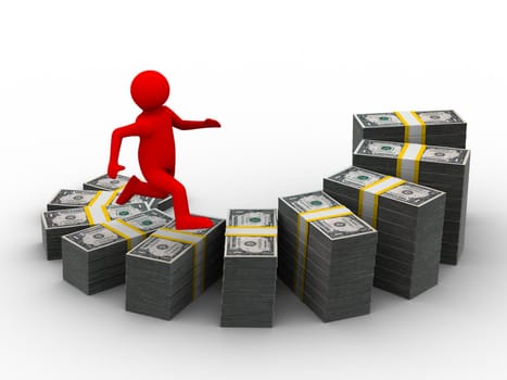 diagramme of financial growth. Isolated 3D image