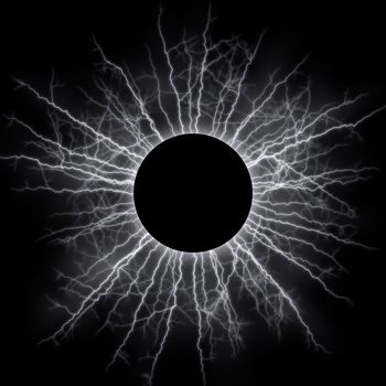 Abstract image - black star and atmospheric-electricity discharge - corona