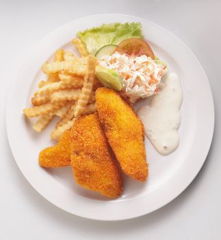 fish anf chips on the plate ready to serve