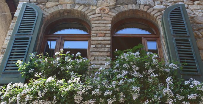 Italian windows with flowers