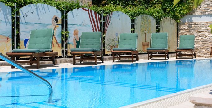 Swimming pool with blue water