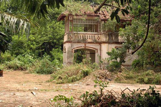 Very old and deserted empty British colonial building