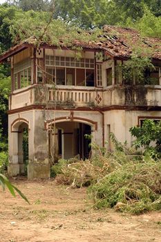 Very old and deserted empty British colonial building