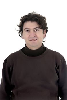 young casual man portrait in a white background