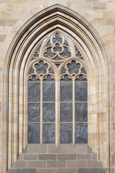 Architectural detail - Gothic arch on the Prague castle in Prague.
Prague castle, Prague, Czech republic, Europe.