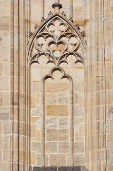 Architectural detail - Gothic arch on the Prague castle in Prague. 
Prague castle, Prague, Czech republic.