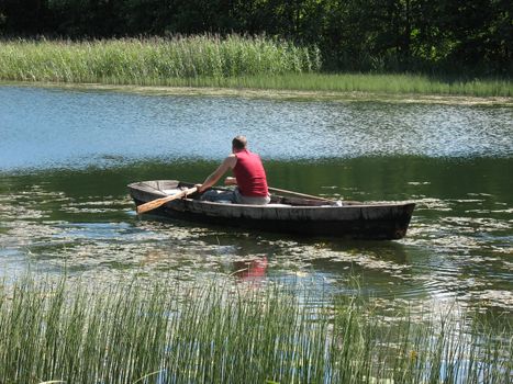 Fisherman on the boat.