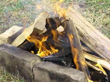 Bonfire on bricks.