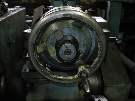 Wheel on a old machine