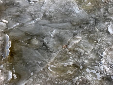 Ice texture. Frozen river.