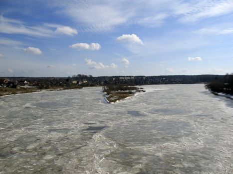 A rrozen river Daugava in Latvia.